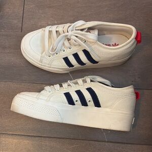 Adidas Off-White and Navy Casual Sneakers